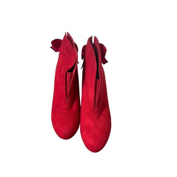 IMPO Red Stretch Faux Suede High Heel Pull On Bootie Sz 6 - Picture 2 of 4